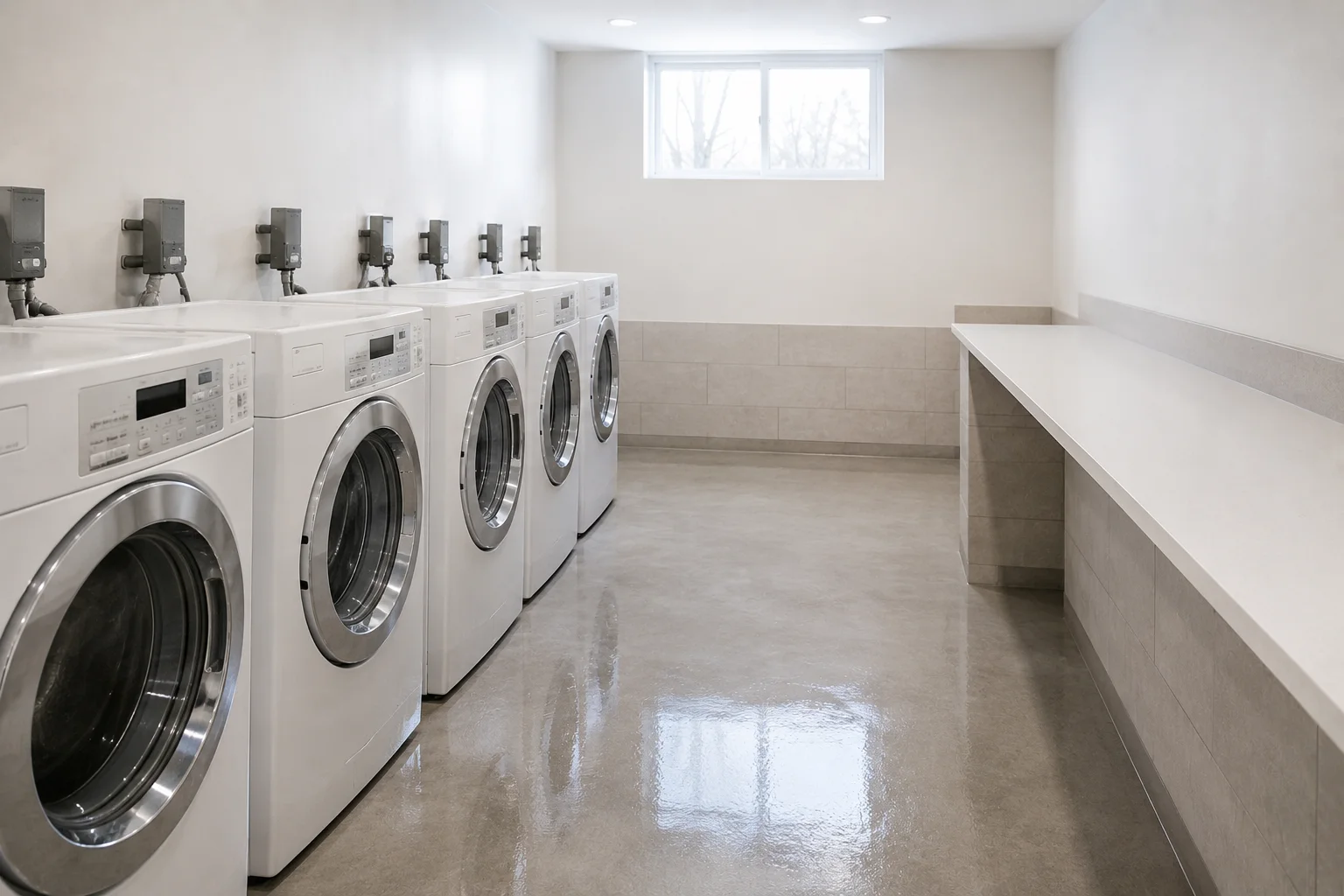 Shared laundry room after cleaning
