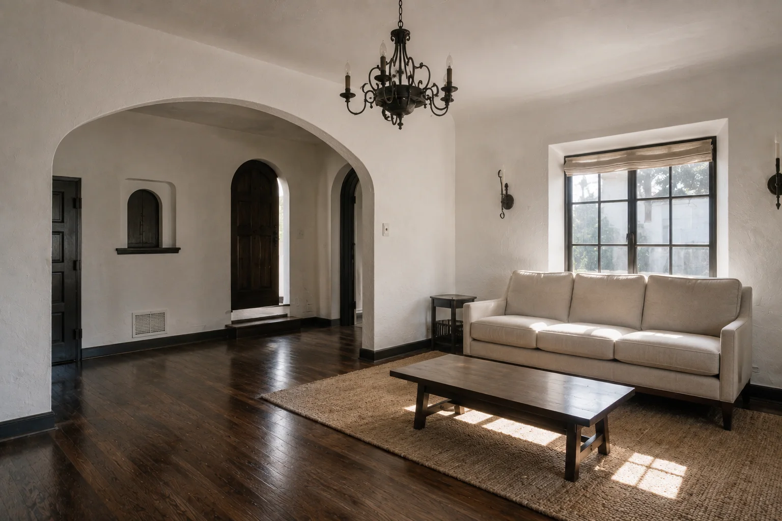 Spanish revival living room after a cleaning visit