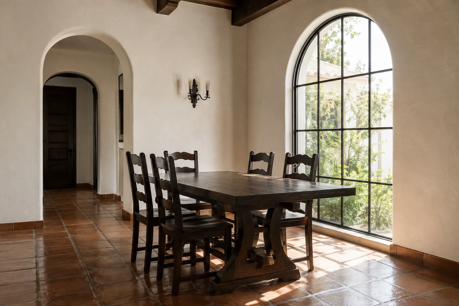 Dining room cleaned and the table wiped bare